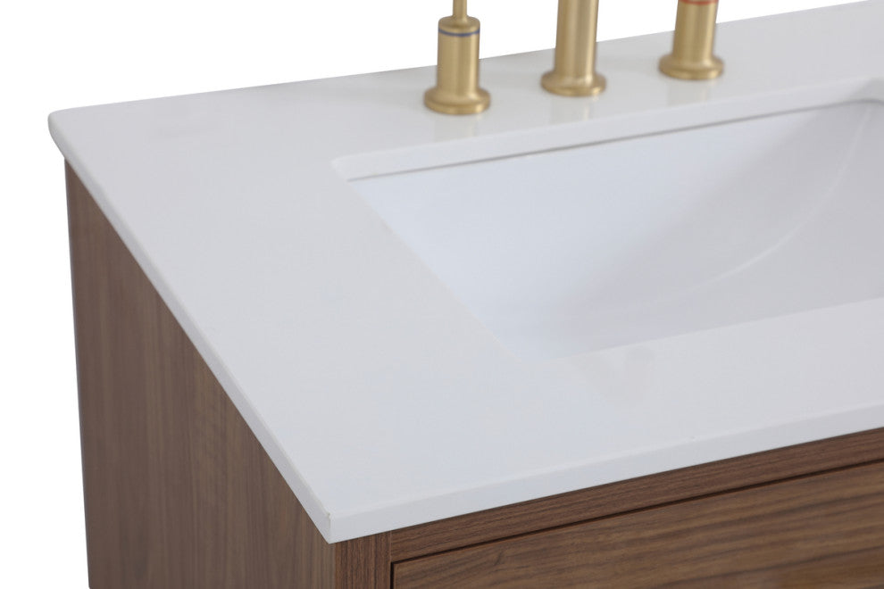 Home Living Walnut Brown 30" Bathroom Vanity