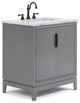 Elizabeth 30" Single Sink Carrara White Marble Vanity, Cashmere Gray