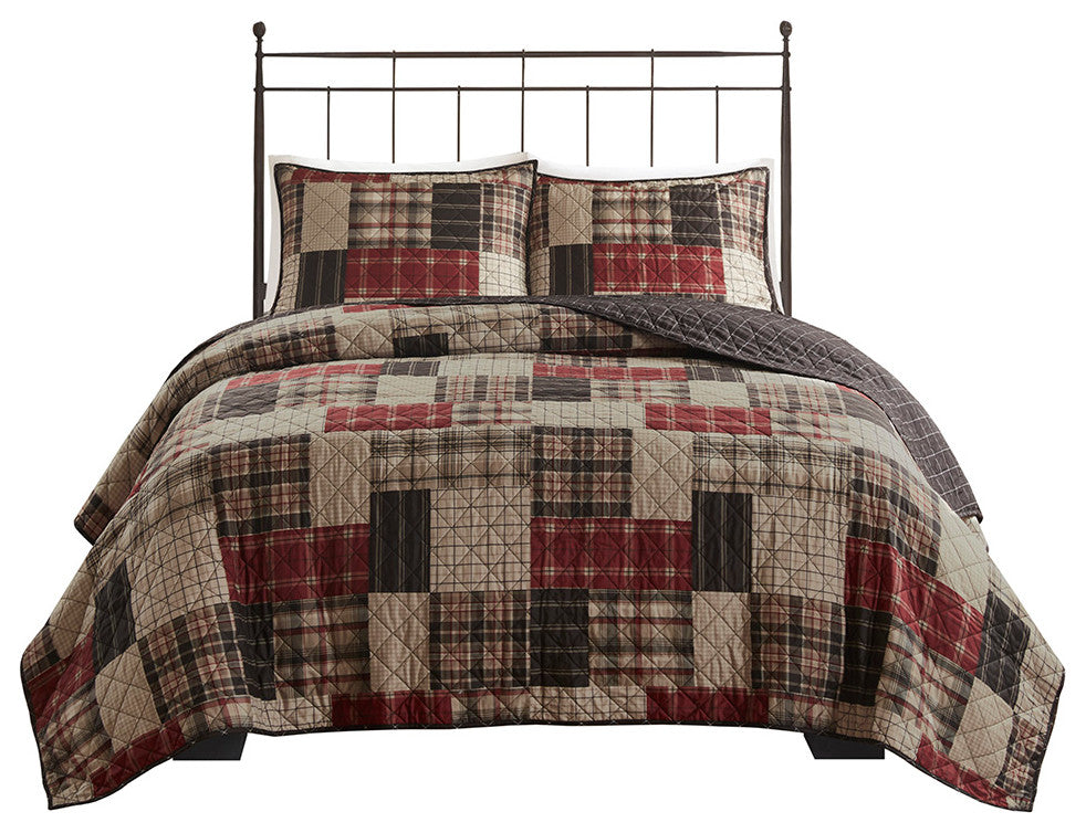 Madison Park Timber 3 Piece Reversible Printed Quilt Set