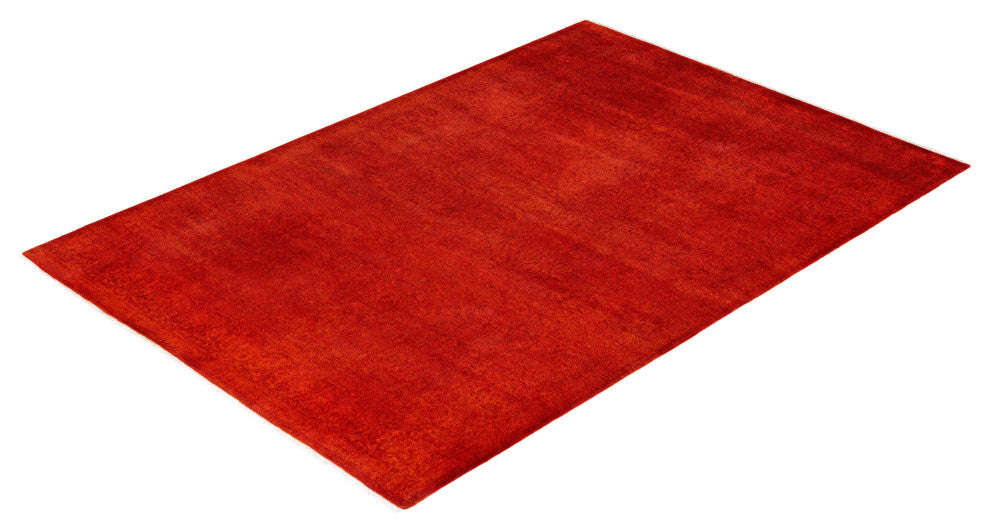 Overdyed One-of-a-Kind Hand-Knotted Area Rug Pink, 4' 2" x 6' 1"