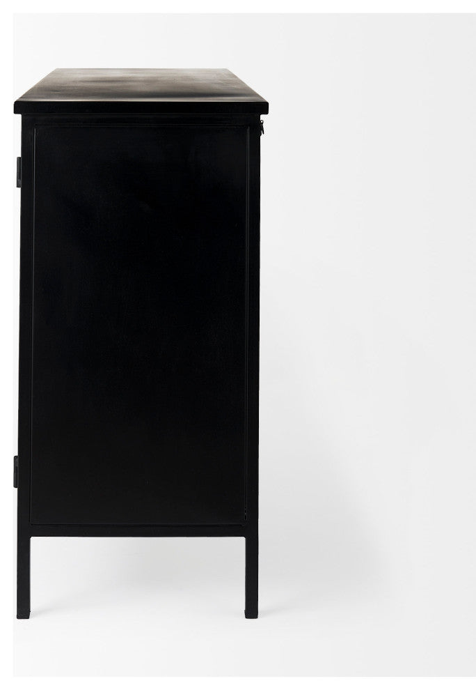 Aurelia Black Metal With White Interior Glass Accent Cabinet