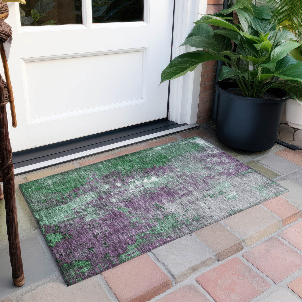 Machine Washable Indoor/Outdoor Chantille ACN1870 Emerald 1'8" x 2'6" Rug