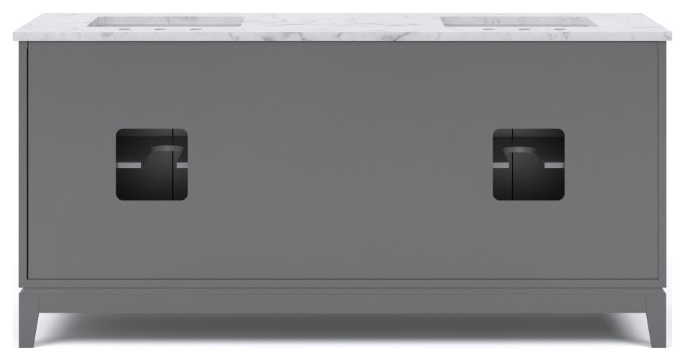 Elizabeth 72" Double Sink Carrara White Marble Vanity, Cashmere Gray