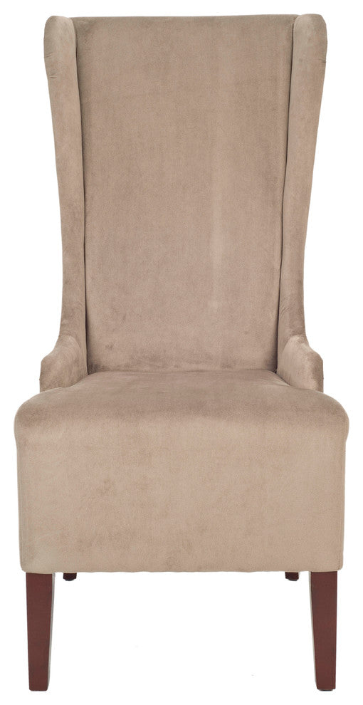 Safavieh Becall 20" Cotton Dining Chair, Mushroom Taupe, Cherry Mahogany