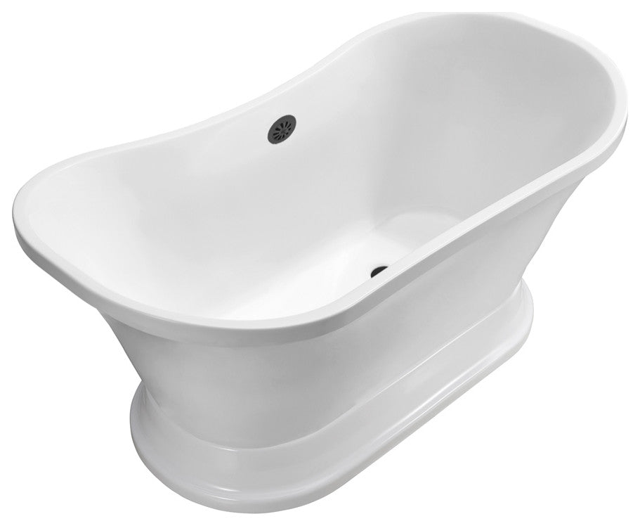 68" Streamline N201BL Soaking Freestanding Tub and Tray With External Drain