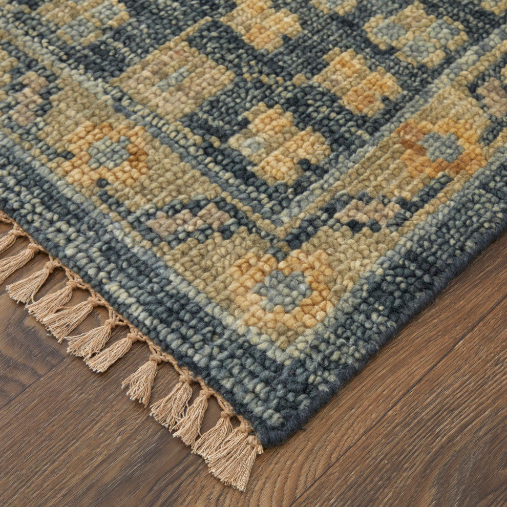 Foxboro R6941 Vintage/Bohemian & Eclectic Area Rug, Blue/Charcoal, 10'x14'