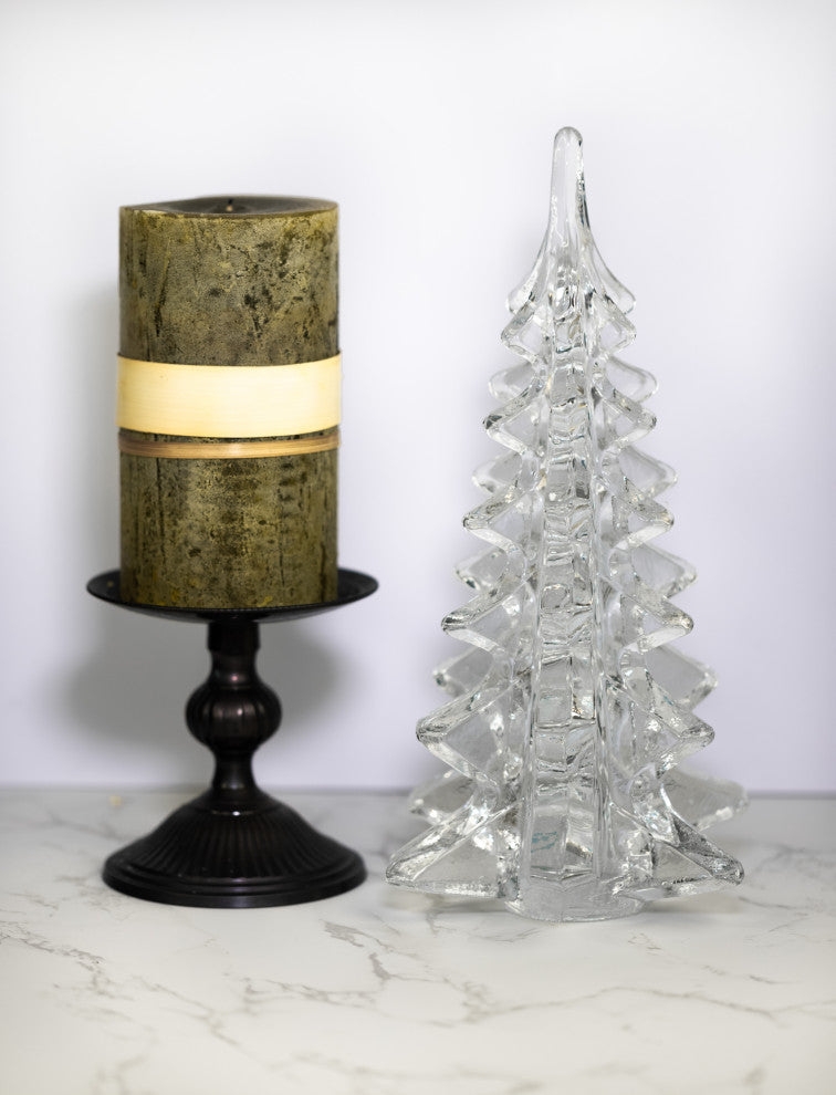 Mouth Blown Art Glass Christmas Tree, 11"