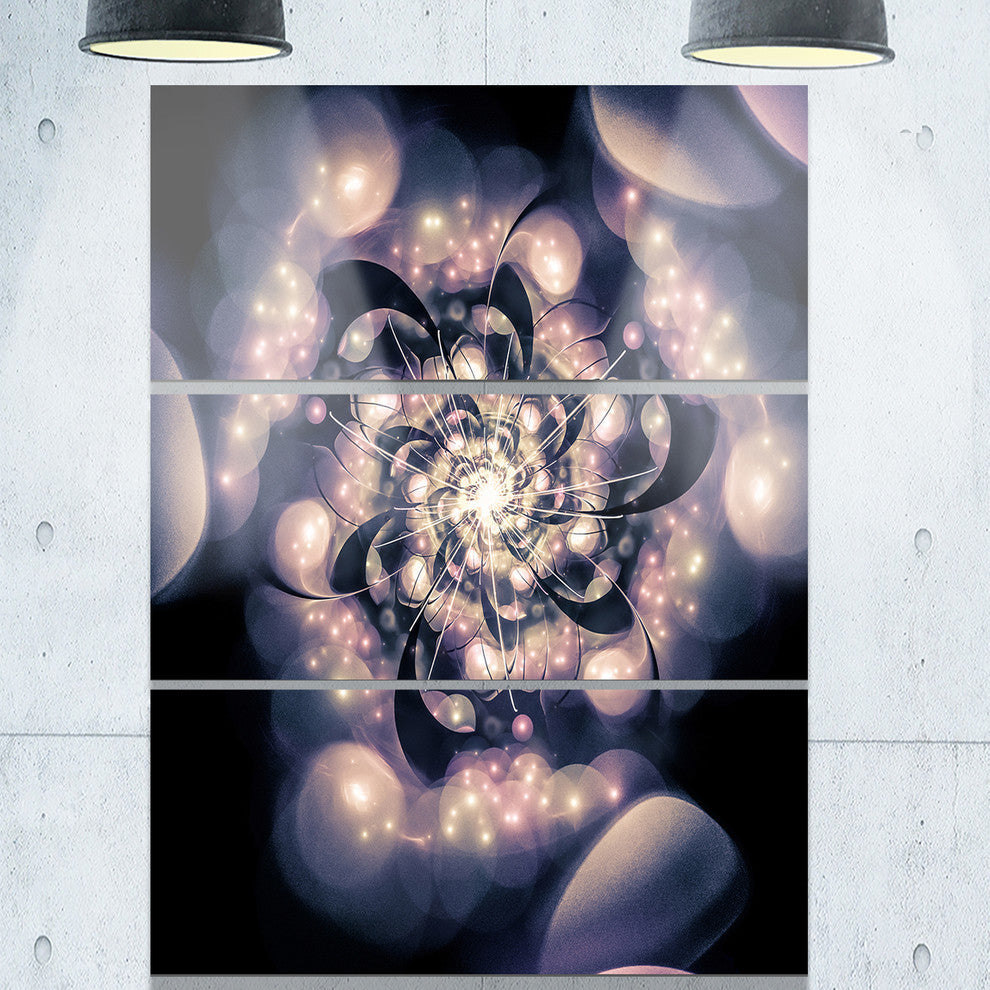 "Light Blue Fractal Flower Pattern" Digital Metal Wall Art, 3 Panels, 28"x36"