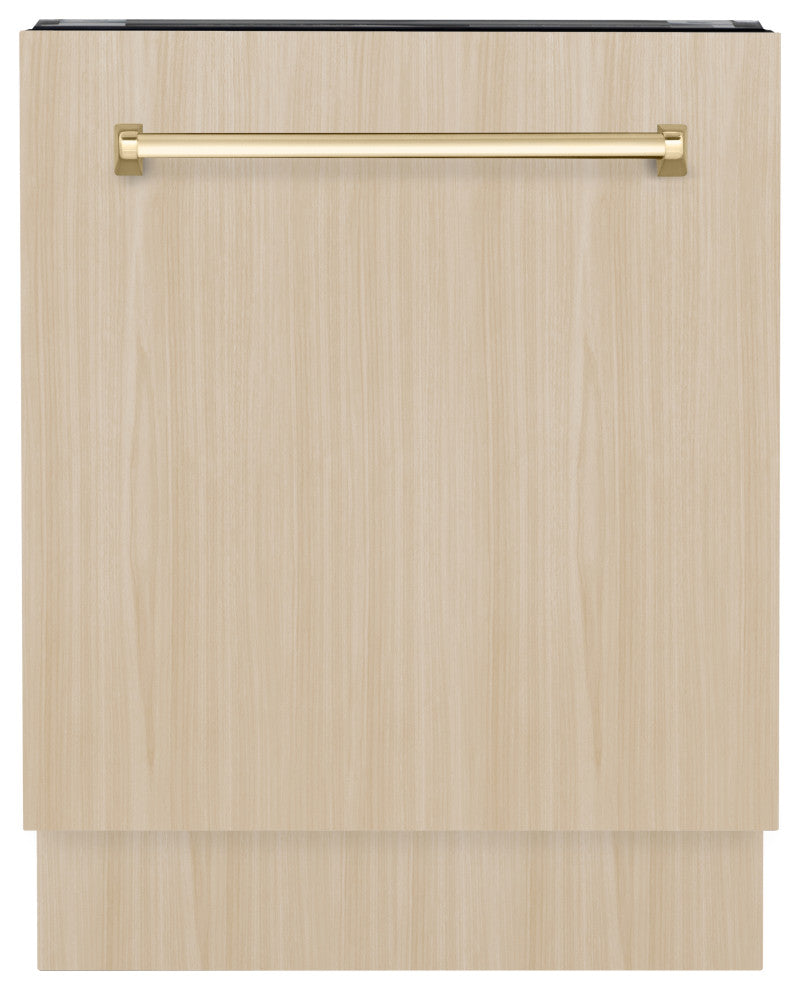 ZLINE Tallac 24" Panel Ready Dishwasher With a Gold Handle, DWVZ-24-G