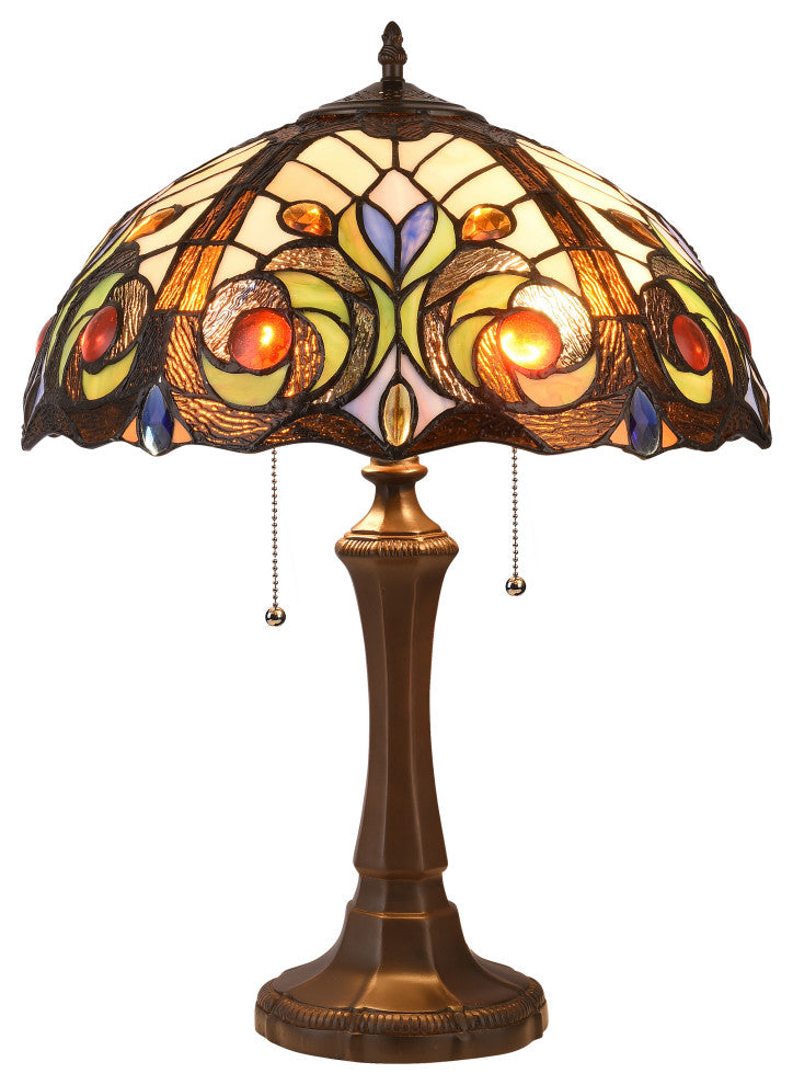 CHLOE Lighting Lennon Tiffany Dark Bronze 2-Light Victorian Table Lamp