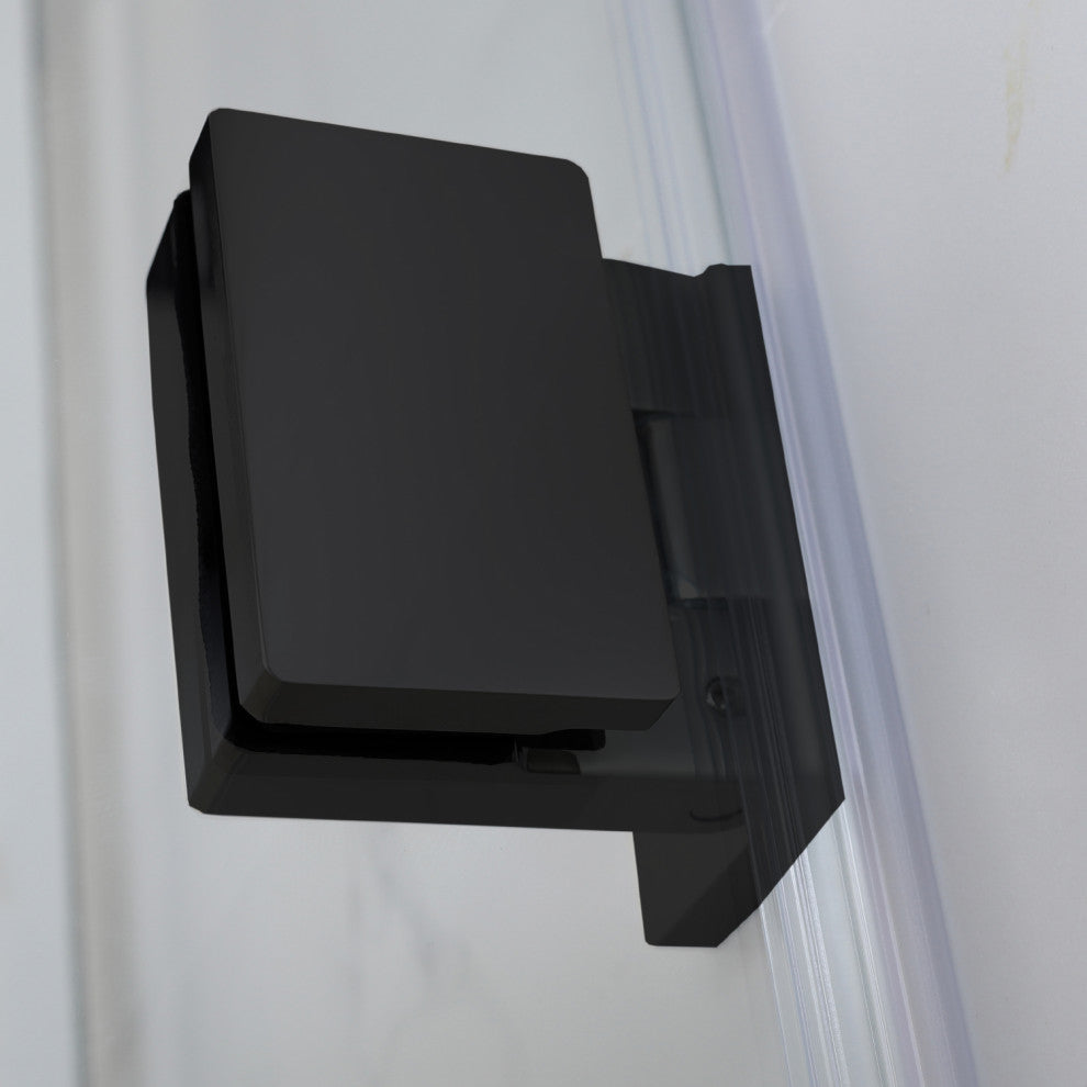 Napoli 34" W x 58" H Hinged Frameless Tub Door, Matte Black