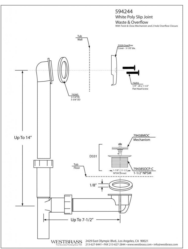 Black 1.5" Tubular Twist & Close Bath Waste In Polished Brass, White / Satin Nickel