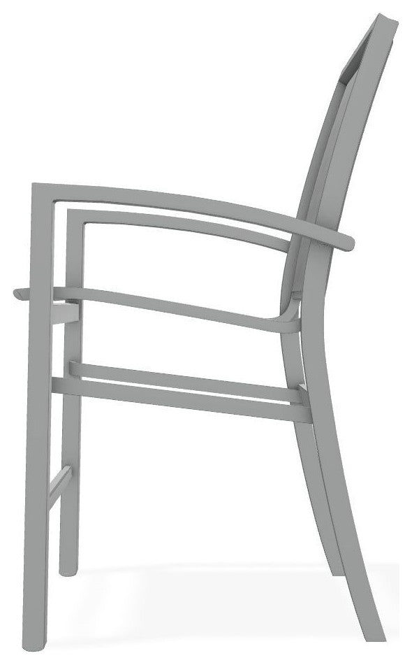 Kendall Sling Balcony Height Stackable Outdoor Stool, Destiny Steel/Graphite