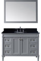Virtu Tiffany 48" Single Bathroom Vanity, Gray, Black Granite Top, Mirror