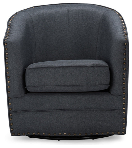 Porter Gray Fabric Upholstered Swivel Tub Chair