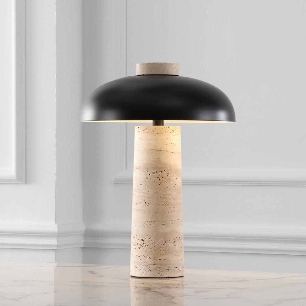 Safavieh Couture Giacomo Travertine Table Lamp, Travertine/Black