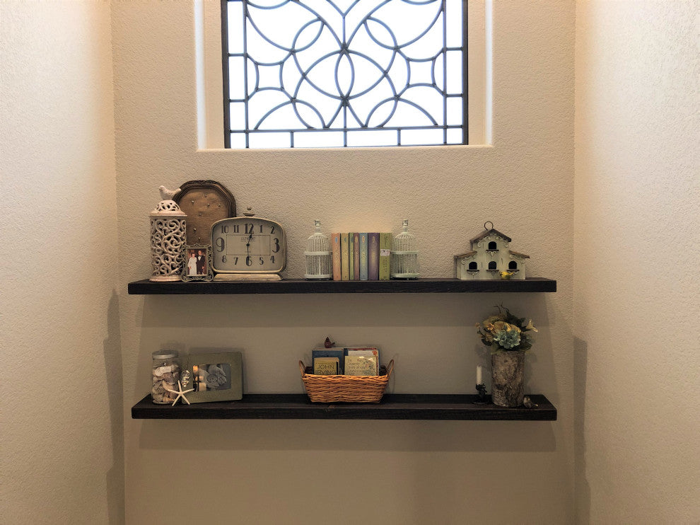 Rustic, Floating Shelf, 2" Thick x 8" Deep, with Mounting, Mocha, 48"