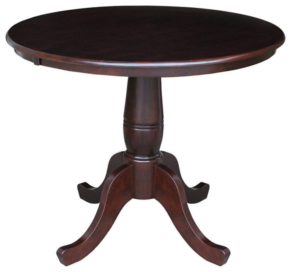 Round Top Pedestal Table, Rich Mocha, 36 Inch Round
