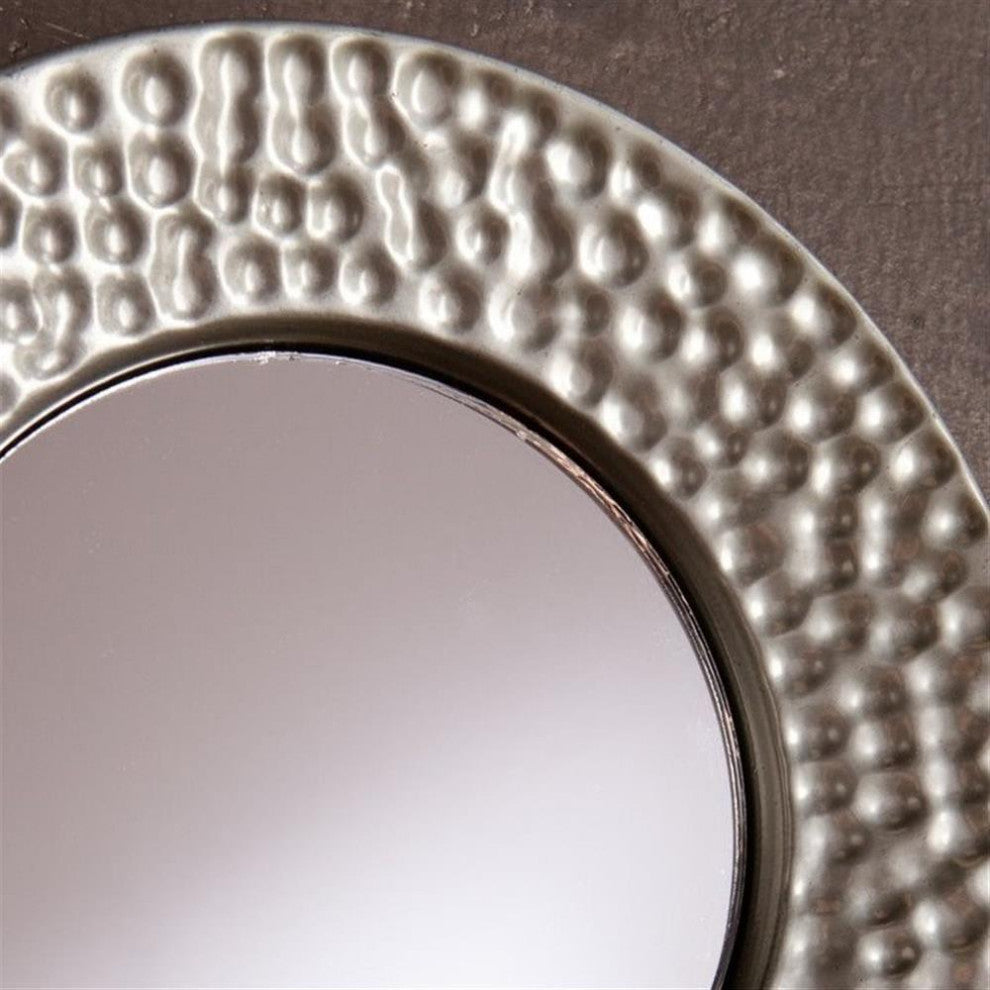 SEI Furniture 4 Piece Sphere Wall Mirror Set in Hammered Silver