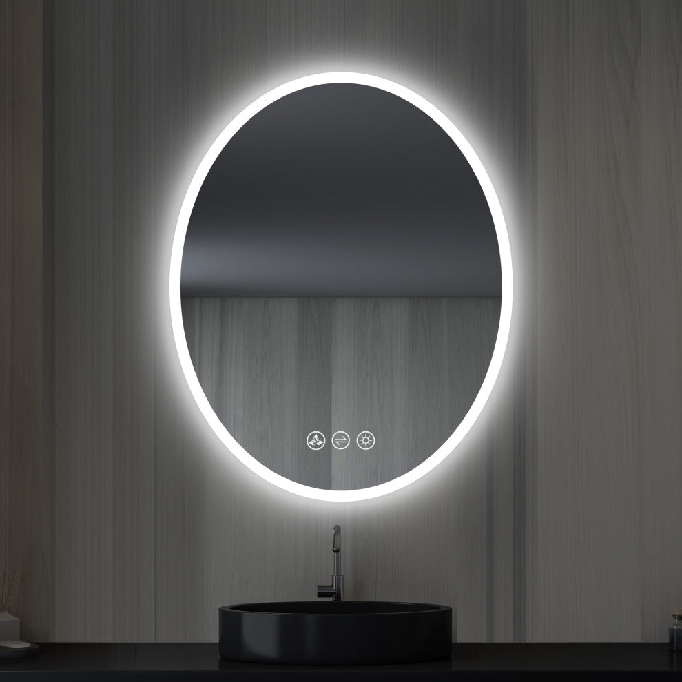 Fogless, Color Temperature Adjustable LED Mirror, 24" Oval