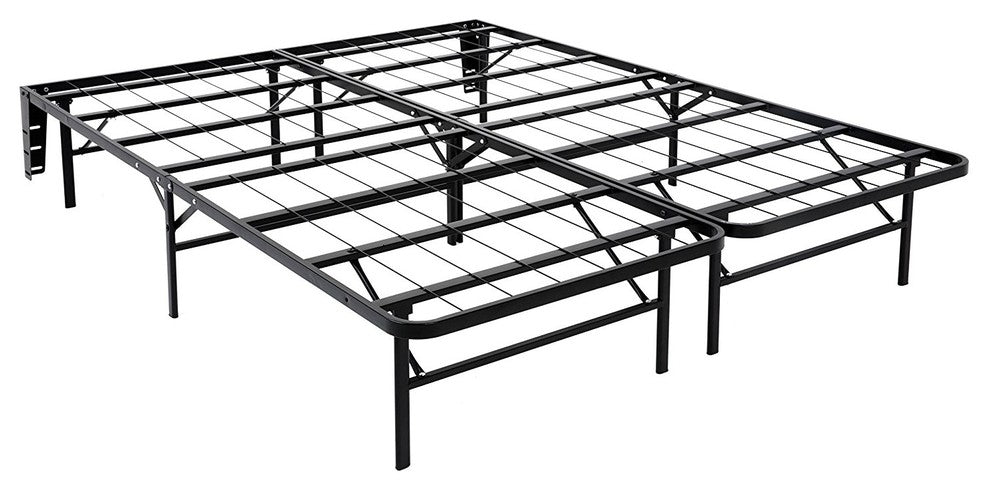 Heavy Duty Metal Platform Bed Frame with Headboard Brackets, Queen Size