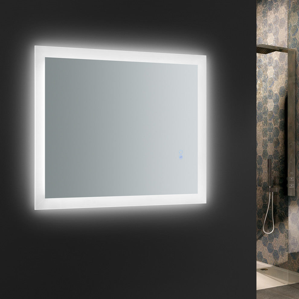 Angelo Bathroom Mirror With Halo Style LED Lighting and Defogger, 24"x30"