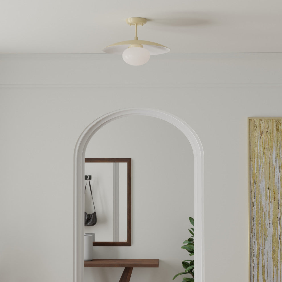 Declan Modern Disc Satin Brass 16" Semi-Flush Mount Ceiling Light