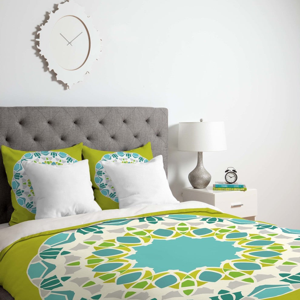 Deny Designs Karen Harris Mod Medallion Green Duvet Cover - Lightweight