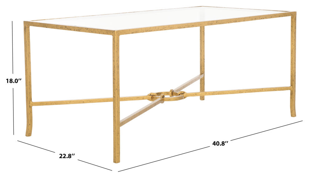 Safavieh Couture Tauri Metal Coffee Table, Brass/Clear
