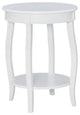 Linon Wren Round Wood End Table with Shelf in White