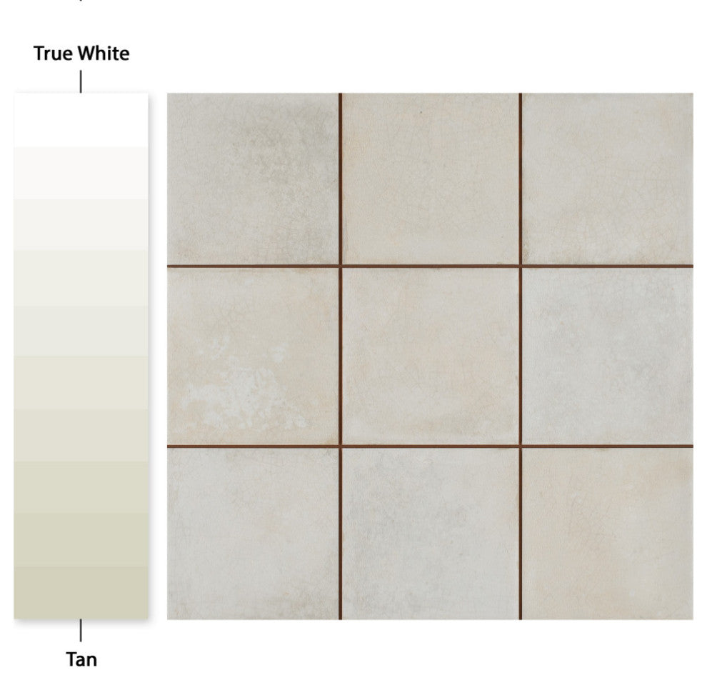 Kings Etna Encaustic Ceramic Floor and Wall Tile, White