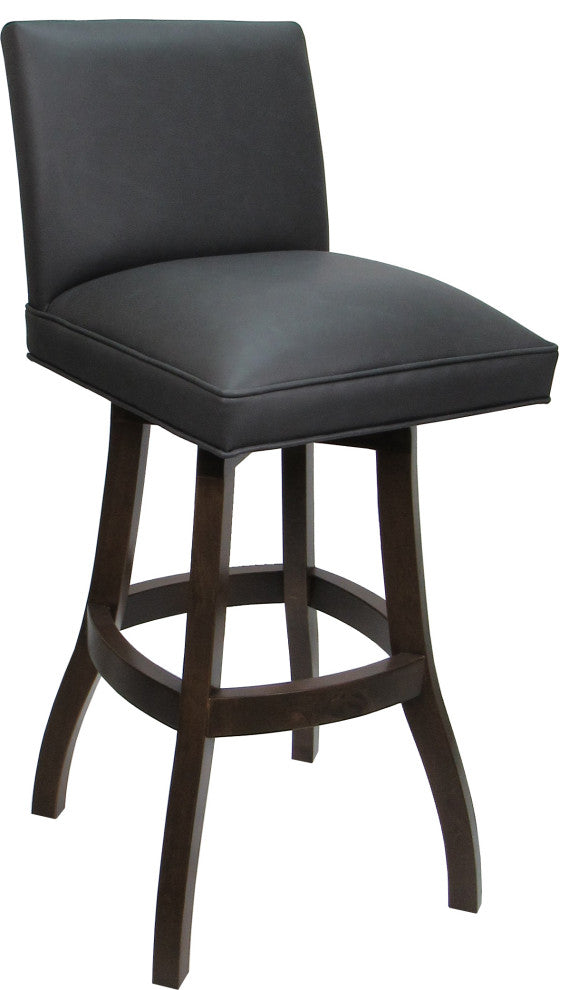 Swivel Wood Counter, Bar or Extra Tall Stool - Sommerville on S-Base, Gray Vinyl - Dark Walnut, 30"