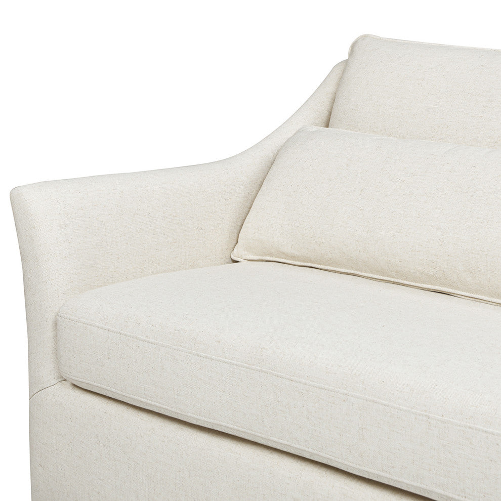 Ada 83" Flared Arm Contemporary Sofa With Lumbar Pillows, Flax White Linen