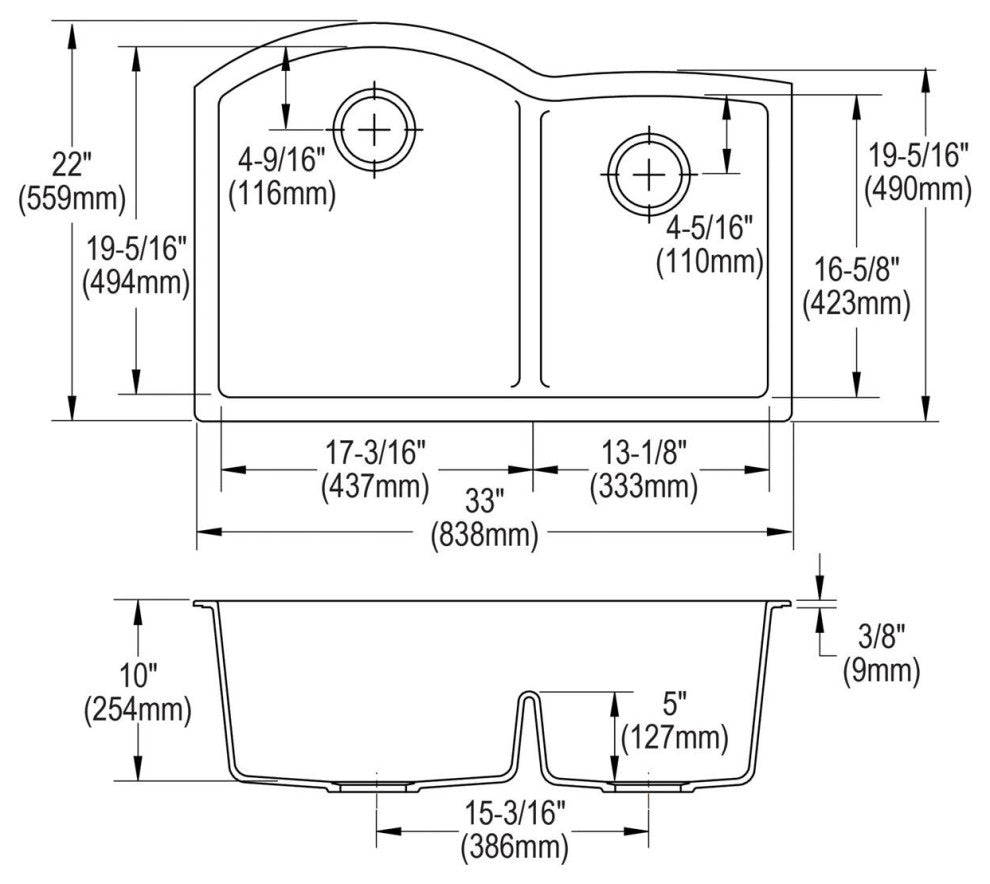 Elkay Quartz Classic 33" x 22" Sink Kit, White