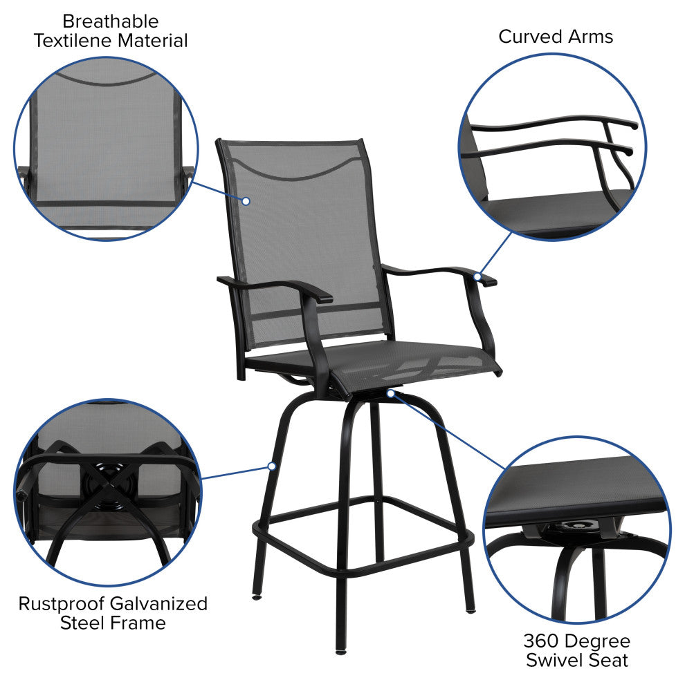 Outdoor Stool - 30 inch Patio Bar Stool / Garden Chair (Set of 2), Gray