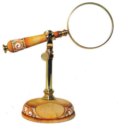 Hand Painted Magnifying Glass With Stand Figurine