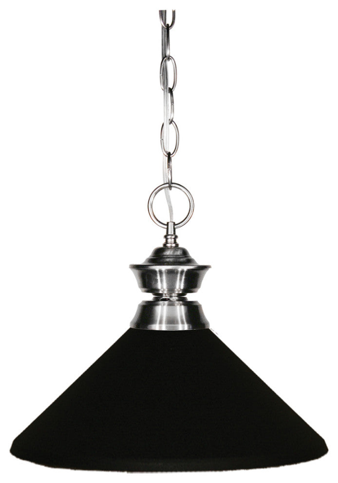 Shark 1 Light Pendant in Brushed Nickel with Matte Black Shade