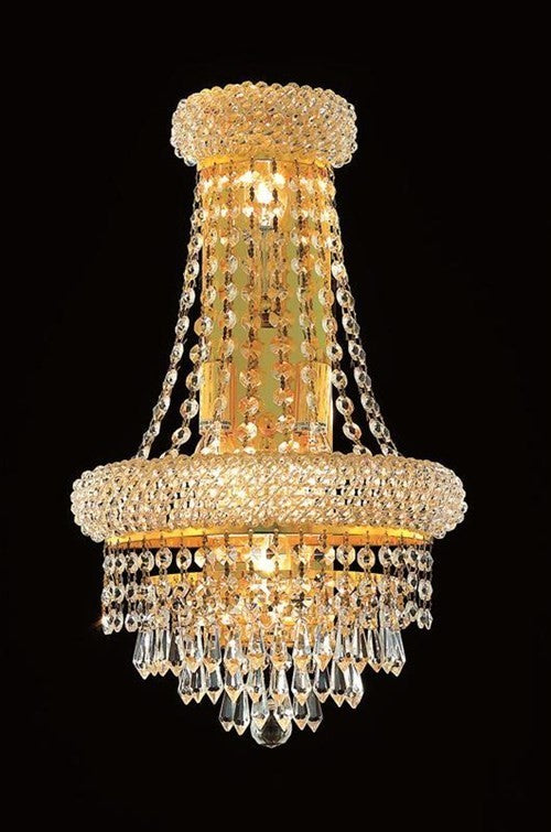 Elegant Primo Wall Sconce, Gold Finish With Royal Cut Crystal