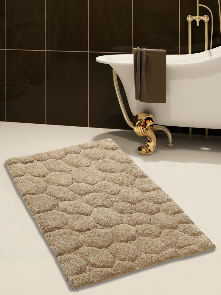 Bath Rug Cotton, GSF 200, Pattern Pebbles, Beige, 36"x24"