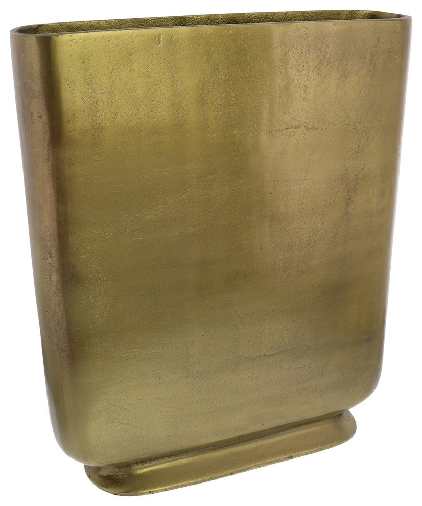 Cast Metal Minimalist Brass Gold Thin Vase | Geometric Tall 16" Modern Simple