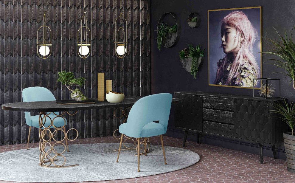 Swell Sea Blue Velvet Chair - Blue