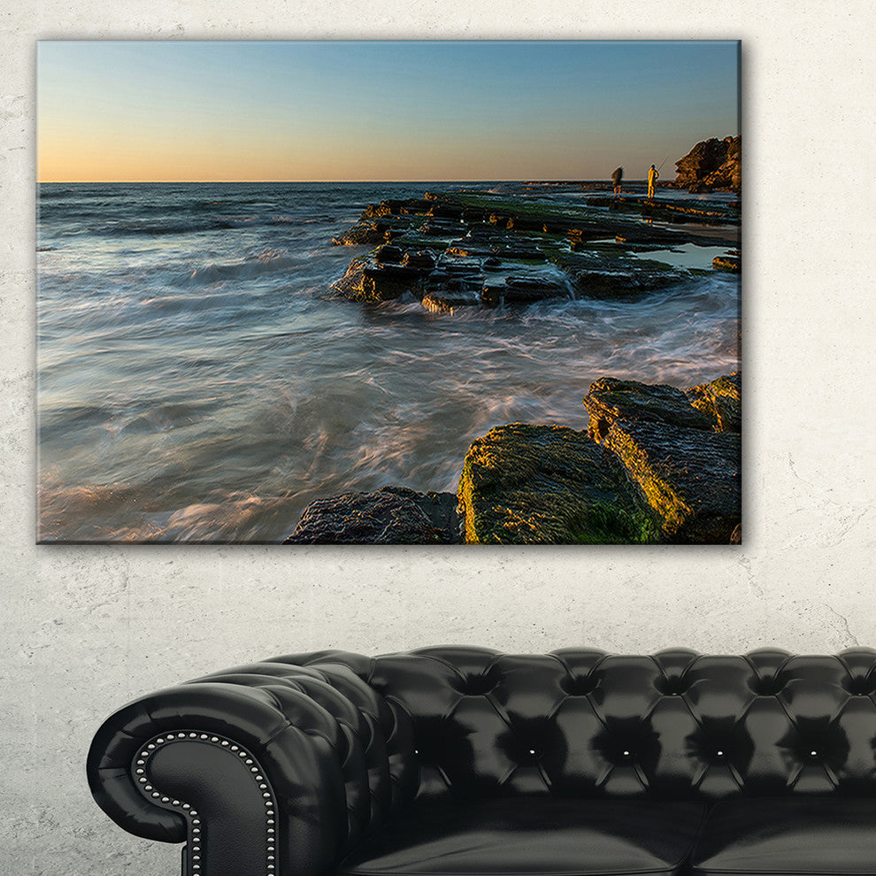 "Sydney Beach With Mossy Rocks" Seashore Canvas Print, 40"x30"