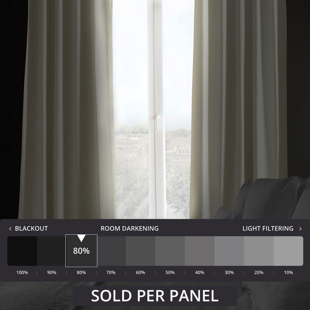 Cottage White Bellino Blackout Room Darkening Curtain Single Panel, 50"x108"