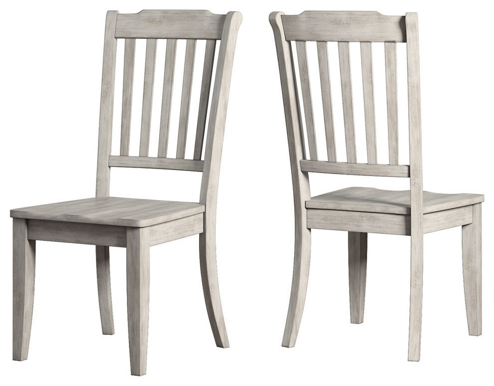 Arbor Hill Slat Back Wood Dining Chair, Set of 2, Antique White