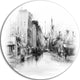 Black And White City, Cityscape Round Wall Art, 36"