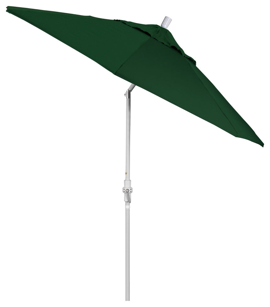 9' Matted White Collar Tilt Crank Aluminum Umbrella, Pacifica, Hunter Green