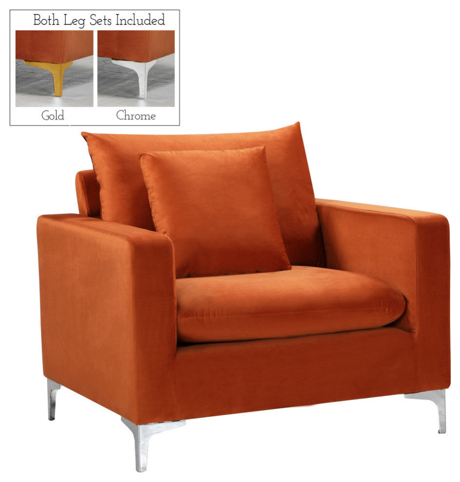 Naomi Velvet Upholstered Chair, Cognac