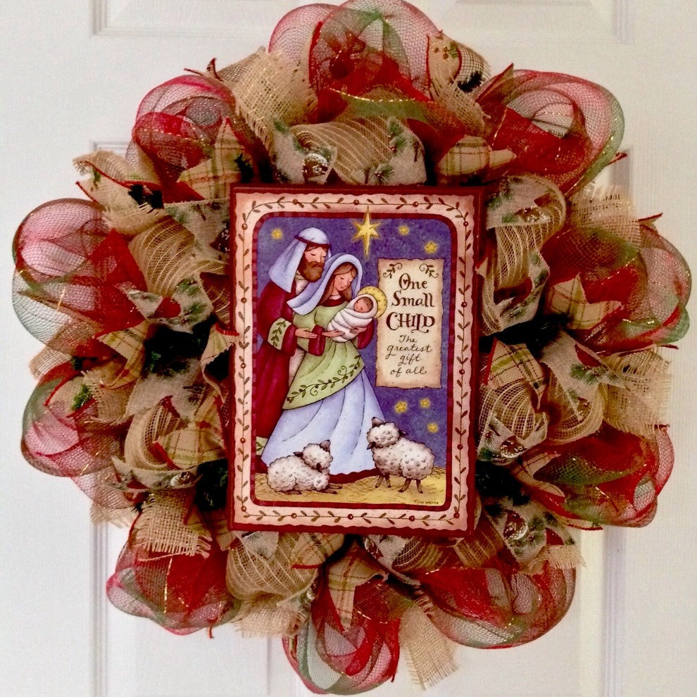 One Small Child The Greatest Gift Of All Christmas Deco Mesh Wreath Handmade