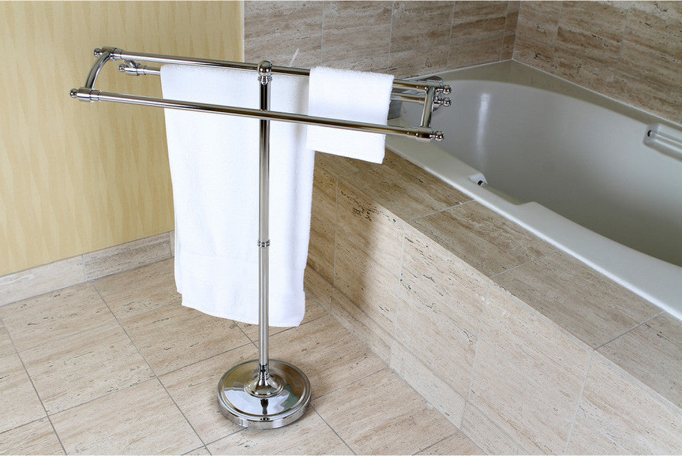 Kingston Brass Pedestal Round Plate Towel Rack, Polished Chrome