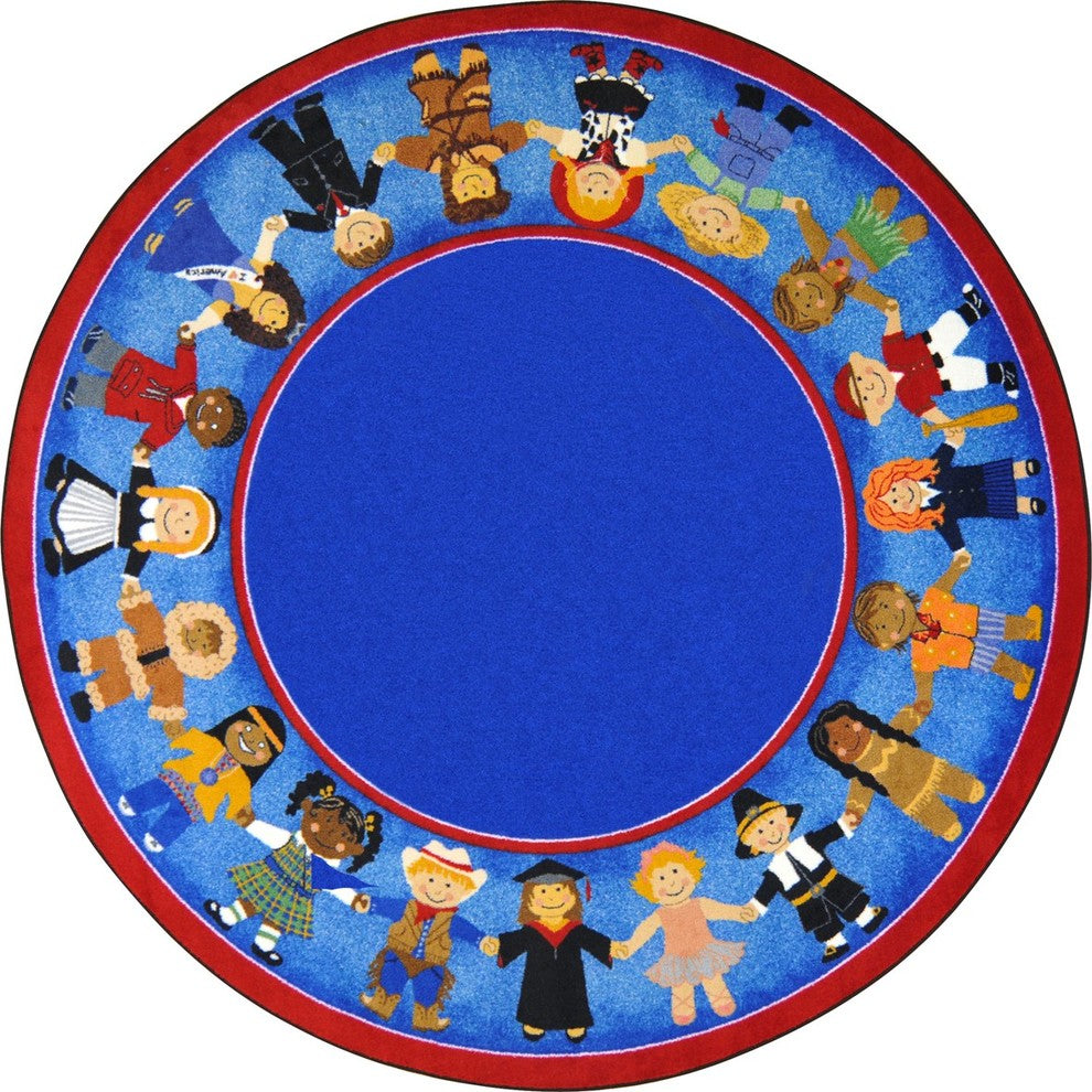 Children of Many Cultures 5'4" Round Area Rug, Color Multi